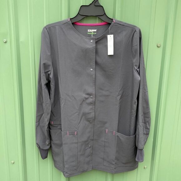 Ethical Fabric Stretch Snap Front Active Warm Up Scrub Jacket Size S - Picture 1 of 6